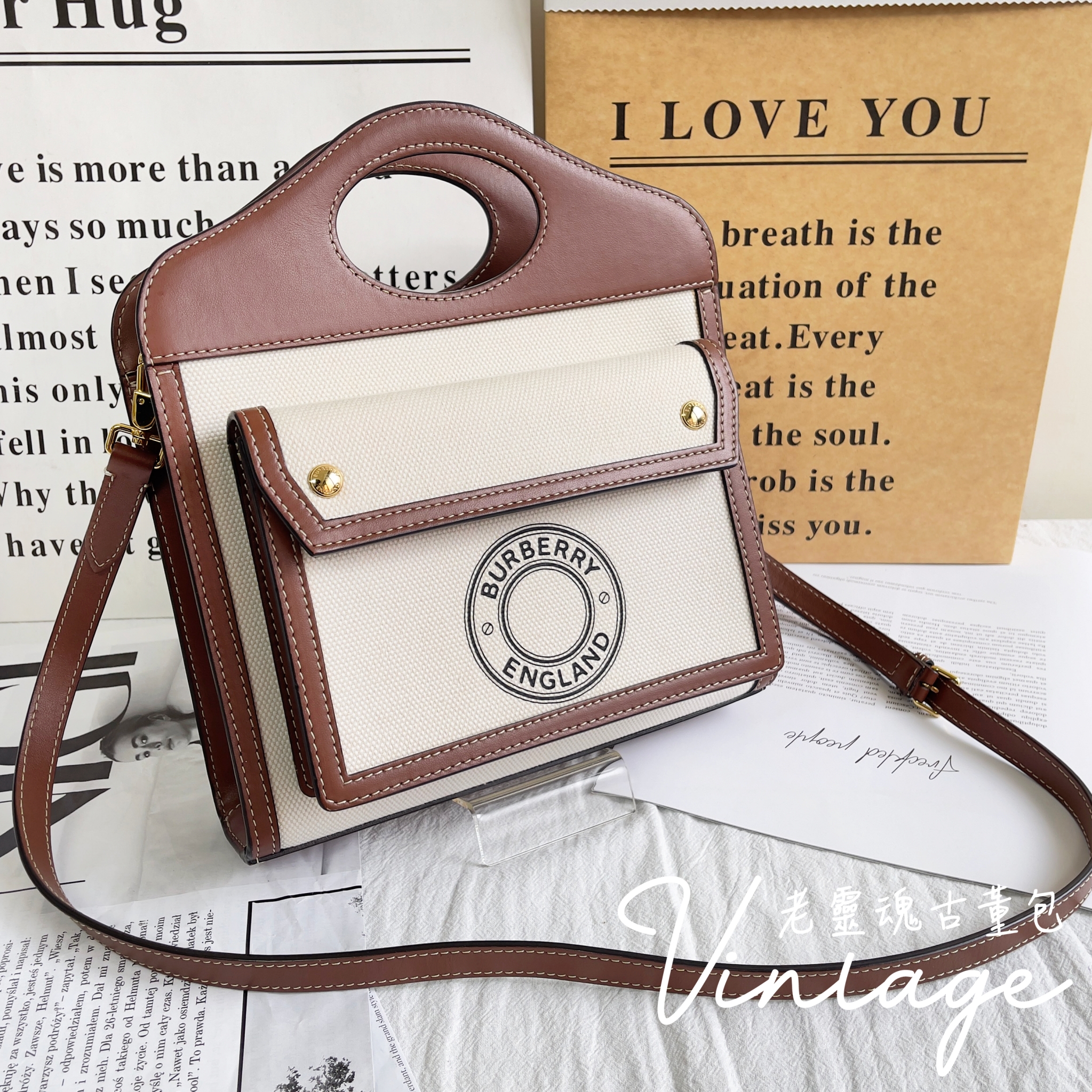 BURBERRY 美式復古郵差包學院風