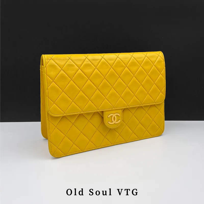 𝐂𝐡𝐚𝐧𝐞𝐥 檸檬黃經典口蓋包25