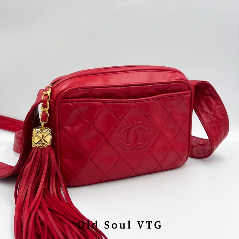 𝐂𝐡𝐚𝐧𝐞𝐥 紅色長流蘇相機包