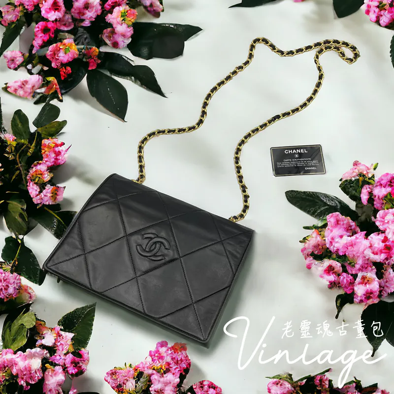 CHANEL 黑大菱格翻蓋包
